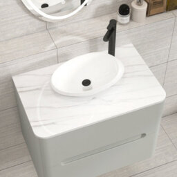 Royal Bathrooms Venice 700mm Dove Grey Wall Mounted Bathroom Countertop Vanity Unit 2 Drawer With Nova Basin - thumbnail 6
