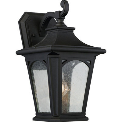 Stylish Outdoor Ip44 Wall Light Sconce In Mystic Black With Led E27 Bulb