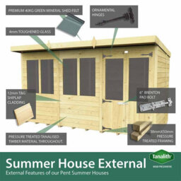 Buttercup Farm 8Ft X 4Ft Pent Summer House - Wood - L118 X W243 X H201 Cm - thumbnail 4