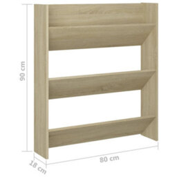 Walplus Wall Shoe Cabinet Sonoma Oak 80X18X90 Cm Engineered Wood - thumbnail 6