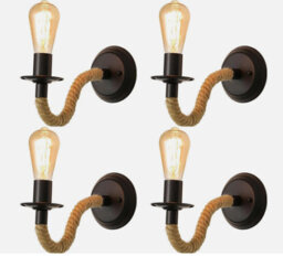 4Pcs Retro Vintage Wall Light Industrial Wooden Wall Lamp Indoor Sconce Bedroom - thumbnail 1