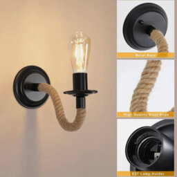 4Pcs Retro Vintage Wall Light Industrial Wooden Wall Lamp Indoor Sconce Bedroom - thumbnail 4