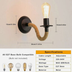 4Pcs Retro Vintage Wall Light Industrial Wooden Wall Lamp Indoor Sconce Bedroom - thumbnail 2