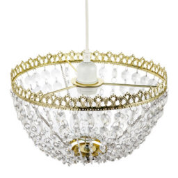 Happy Homewares Circular Crown Pendant Shade In Polished Gold With Clear Acrylic Beads - thumbnail 4