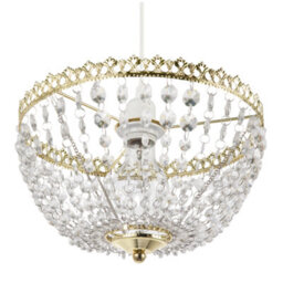Happy Homewares Circular Crown Pendant Shade In Polished Gold With Clear Acrylic Beads - thumbnail 5