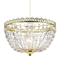 Happy Homewares Circular Crown Pendant Shade In Polished Gold With Clear Acrylic Beads - thumbnail 2
