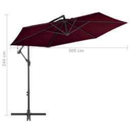 Berkfield Cantilever Umbrella With Aluminium Pole Bordeaux Red 300 Cm - thumbnail 8