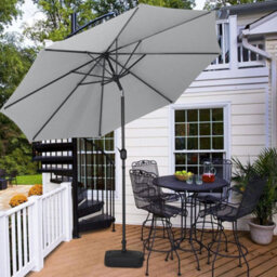 Living And Home 3M Large Rotating Garden Parasol Outdoor Beach Umbrella Patio Sun Shade Crank Tilt With Square Base, Light Grey - thumbnail 1