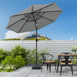 Living And Home 3M Large Rotating Garden Parasol Outdoor Beach Umbrella Patio Sun Shade Crank Tilt With Square Base, Light Grey - thumbnail 2