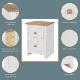 Core Products Capri White 2 Drawer Petite Bedside Cabinet, 53.2Cm X W36.0Cm X D32.0Cm - thumbnail 7