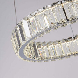 Lighting Collection Luxury Single Ring Crystal Halo Chandelier With Polished Chrome Canopy - thumbnail 4
