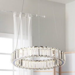 Lighting Collection Luxury Single Ring Crystal Halo Chandelier With Polished Chrome Canopy - thumbnail 1