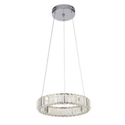 Lighting Collection Luxury Single Ring Crystal Halo Chandelier With Polished Chrome Canopy - thumbnail 2