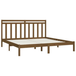 Berkfield Bed Frame Honey Brown Solid Wood 200X200 Cm - thumbnail 4