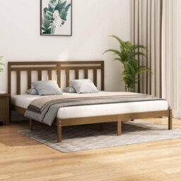 Berkfield Bed Frame Honey Brown Solid Wood 200X200 Cm - thumbnail 1