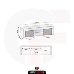 Creative Furniture Loom Tv Unit 130Cm - Dark Grey With Gloss Doors And Led Lights - thumbnail 7
