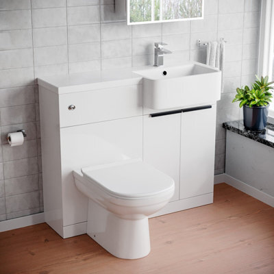 Nes Home Right Hand Freestanding Basin Vanity Unit With Black Handles, Wc Unit & Toilet - image 1