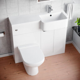 Nes Home Right Hand Freestanding Basin Vanity Unit With Black Handles, Wc Unit & Toilet - thumbnail 4