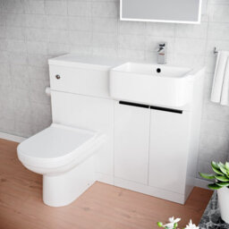Nes Home Right Hand Freestanding Basin Vanity Unit With Black Handles, Wc Unit & Toilet - thumbnail 5