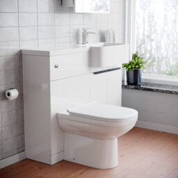 Nes Home Right Hand Freestanding Basin Vanity Unit With Black Handles, Wc Unit & Toilet - thumbnail 3