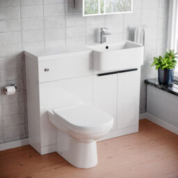 Nes Home Right Hand Freestanding Basin Vanity Unit With Black Handles, Wc Unit & Toilet - thumbnail 1
