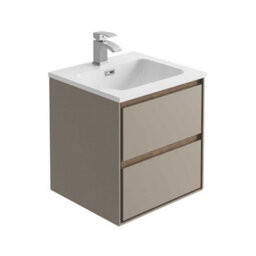 Plum&clay Norton Light Grey & Oak Wall Hung Vanity Unit & Basin Set Bathroom Furniture (W)500mm (H)530mm