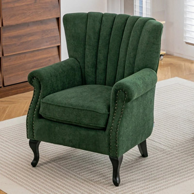 High Wing Back Armchair Chenille Leisure Chair Fireside Seat - image 1