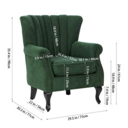 High Wing Back Armchair Chenille Leisure Chair Fireside Seat - thumbnail 2