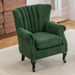 High Wing Back Armchair Chenille Leisure Chair Fireside Seat - thumbnail 4