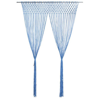 Berkfield Practical Macrame Curtain Blue 140X240 Cm Cotton