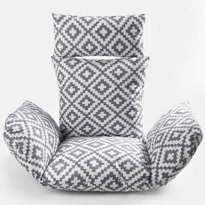 OHS Egg Chair Cushion Head Rest Pillow Outdoor Filled Grey Geo - image 1