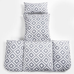 OHS Egg Chair Cushion Head Rest Pillow Outdoor Filled Grey Geo - thumbnail 2