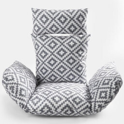 OHS Egg Chair Cushion Head Rest Pillow Outdoor Filled Grey Geo - thumbnail 1