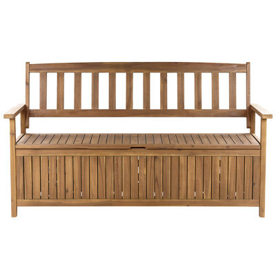 Beliani Garden Bench Sovana 160 Cm With Storage Acacia Wood Brown - image 1
