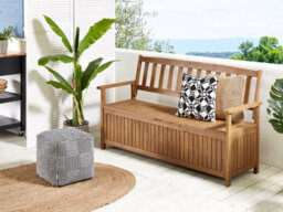 Beliani Garden Bench Sovana 160 Cm With Storage Acacia Wood Brown - thumbnail 2