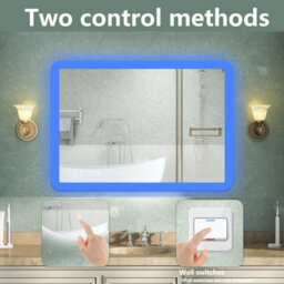 AVER-GROWTH 80X60Cm Led Bathroom Mirror With White/blue Light Bluetooth Speaker Socket Wall Mounted Illuminated Mirror Vertical Horizontal - thumbnail 7