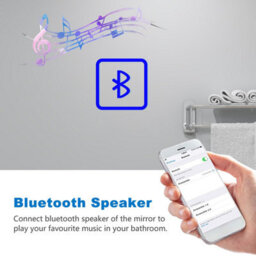 AVER-GROWTH 80X60Cm Led Bathroom Mirror With White/blue Light Bluetooth Speaker Socket Wall Mounted Illuminated Mirror Vertical Horizontal - thumbnail 5