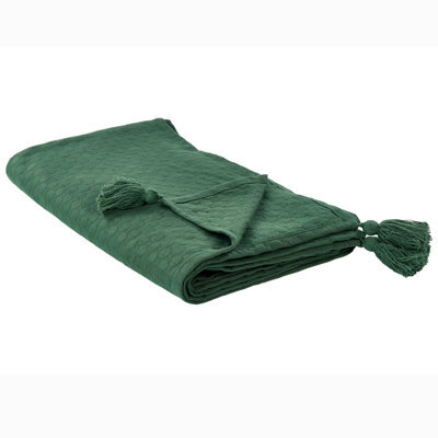 Beliani Bedspread Lindula Cotton 150 X 200 Cm Green - image 1