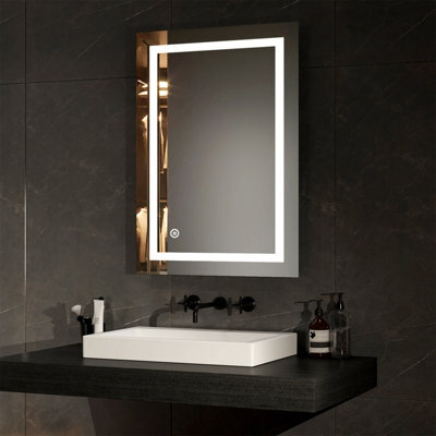 Emke Bathroom Led Mirror With Shaver Socket Backlit Illuminated Bathroom Mirror, Touch Switch, Demester, Fuse, 500X700mm - image 1