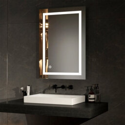 Emke Bathroom Led Mirror With Shaver Socket Backlit Illuminated Bathroom Mirror, Touch Switch, Demester, Fuse, 500X700mm - thumbnail 1