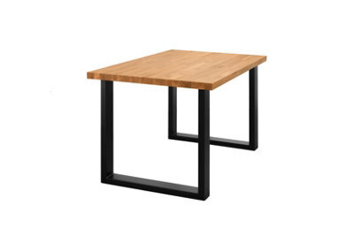 Worktop Express Solid Prime Oak Dining Table - 4 Seater (Square Steel Frame Legs) - image 1