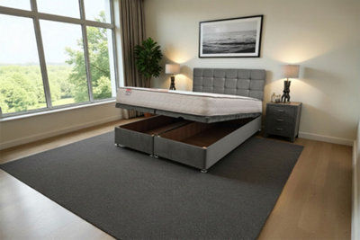"Knight Sleep Cubed Ottoman Bed Silver Plush 6Ft With Mattress & 24""headboard - Super King" - image 1