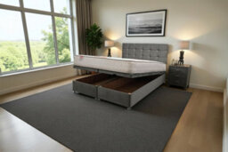 "Knight Sleep Cubed Ottoman Bed Silver Plush 6Ft With Mattress & 24""headboard - Super King" - thumbnail 1