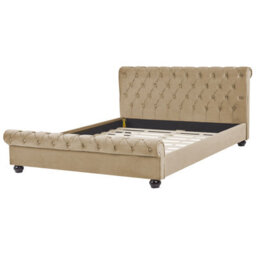 Beliani Bed Velvet Avallon 160 X 200 Cm (Eu King Size) Beige - thumbnail 4
