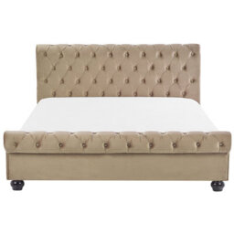 Beliani Bed Velvet Avallon 160 X 200 Cm (Eu King Size) Beige - thumbnail 5