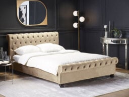 Beliani Bed Velvet Avallon 160 X 200 Cm (Eu King Size) Beige - thumbnail 2