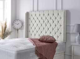 "Slumbre Chesterfield Winged Chenille 6Ft Super King 36"" Headboard - Stone"
