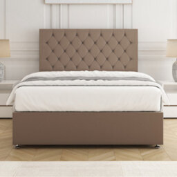 Bsspoke Mia Divan Bed Set Mink Plush Velvet 24Inch Headboard 2 Drawers Same Side & Memory Foam Spring Mattress In All Sizes - thumbnail 2