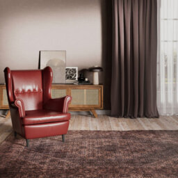Loomed Vintage Design Cotton Chenille Rug Brown Charcoal Machine Washable 200Cm X 290Cm - thumbnail 4