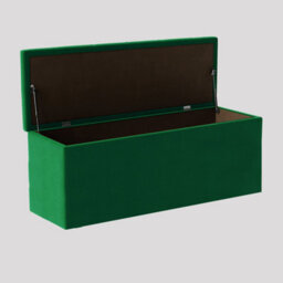137Cm Luna Chesterfield Ottoman Storage Box - Forest Green Plush Velvet Upholstered Blanket Box - thumbnail 2
